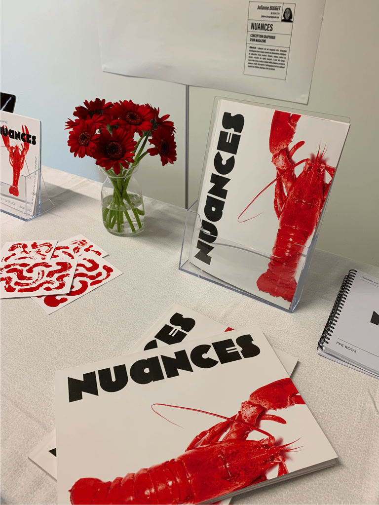 Image stand projet d'édition et de design graphique du magazine Nuances par Julianne Bouget graphiste freelance