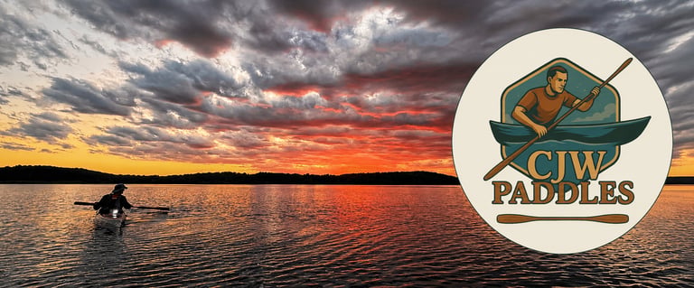 paddling at sunset with handcrafted greenland paddle