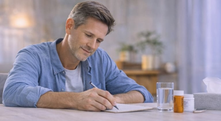 Person journaling about their rare disease journey and healthcare experience