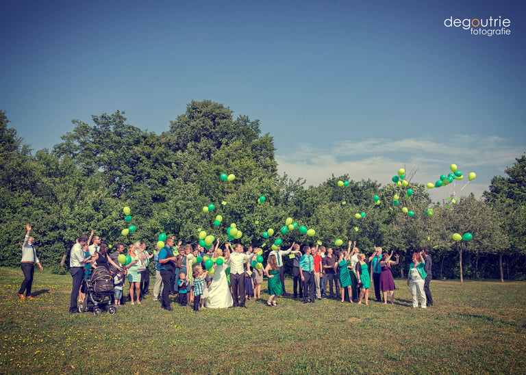 Gruppenfoto Hochzeits Luftballons