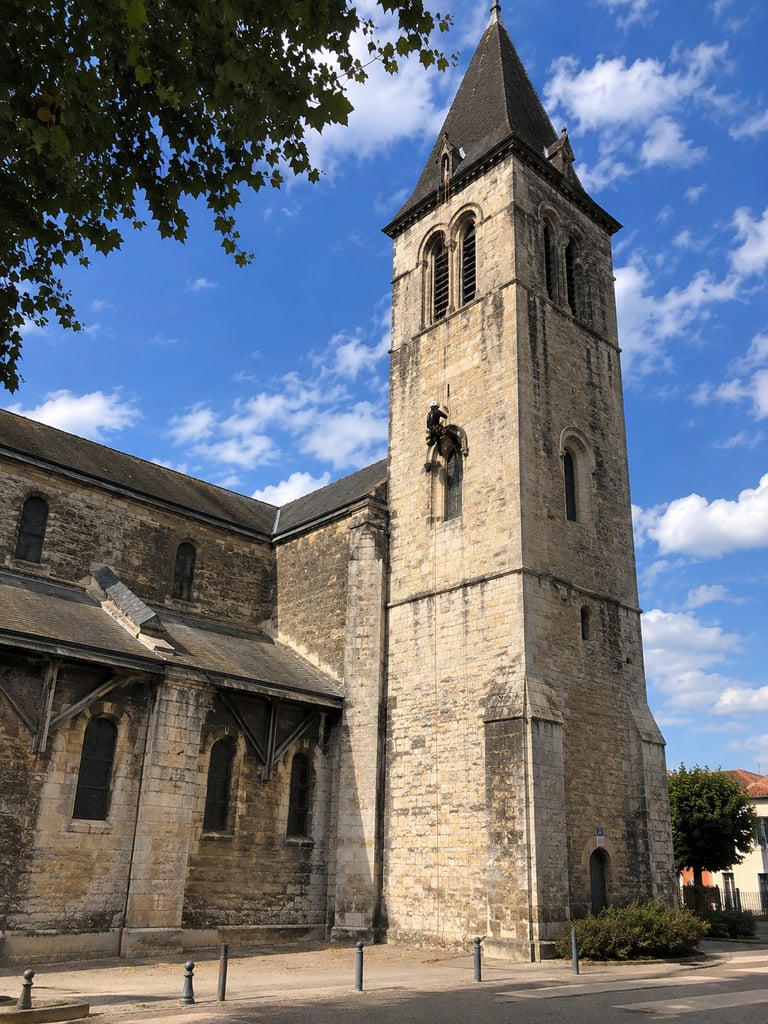 Entretien d'église par cordiste en Occitanie