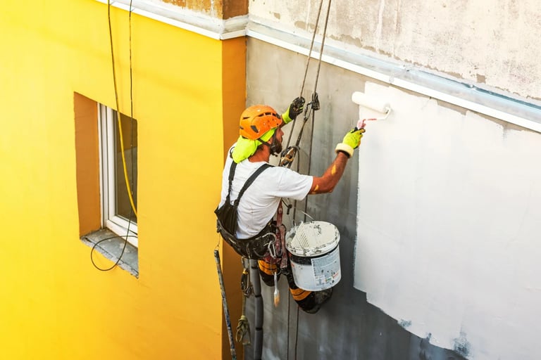 Peinture de façade par cordiste à Montpellier