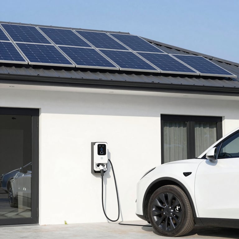 An electric vehicle charging urgently with dynamic energy flow indicators