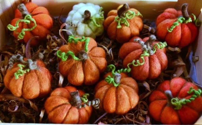 Petites citrouilles feutrées à l'aiguille