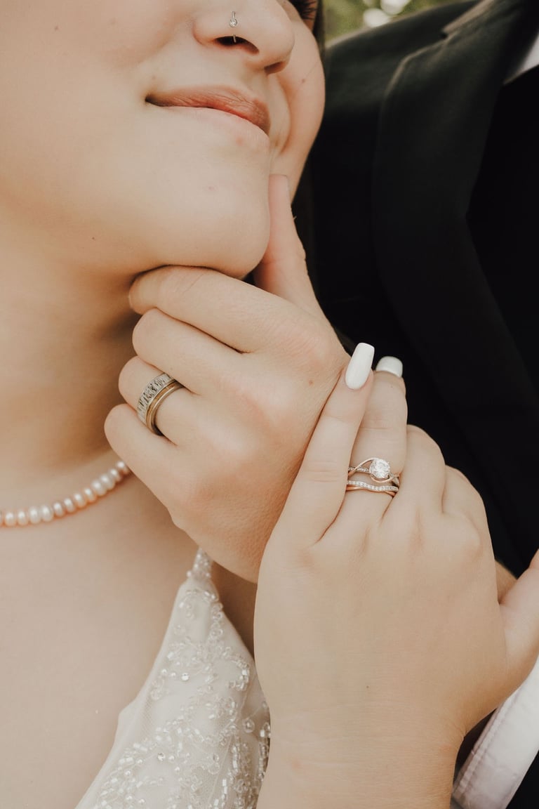 closeup of hands and wedding rings