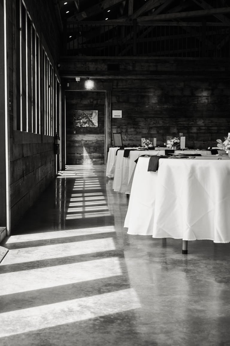 detail shot of reception, black and white, Snowline Acres
