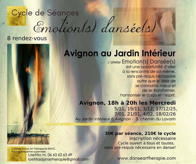 cycle séances danse thérapie avingon 8 dates groupe fermé inscription