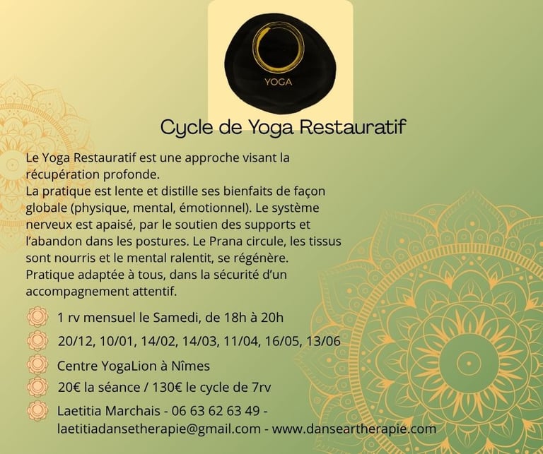 visuel cycle de yoga restauratif YOgalion à Nîmes