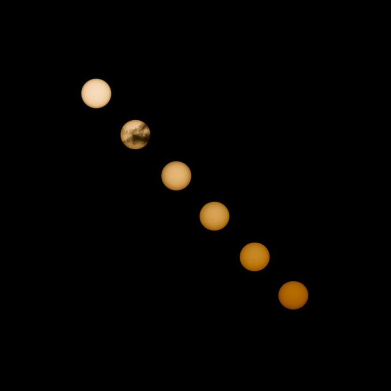 Sunset captured as a 6-frame, in-camera multiple exposure at 4-minute intervals.