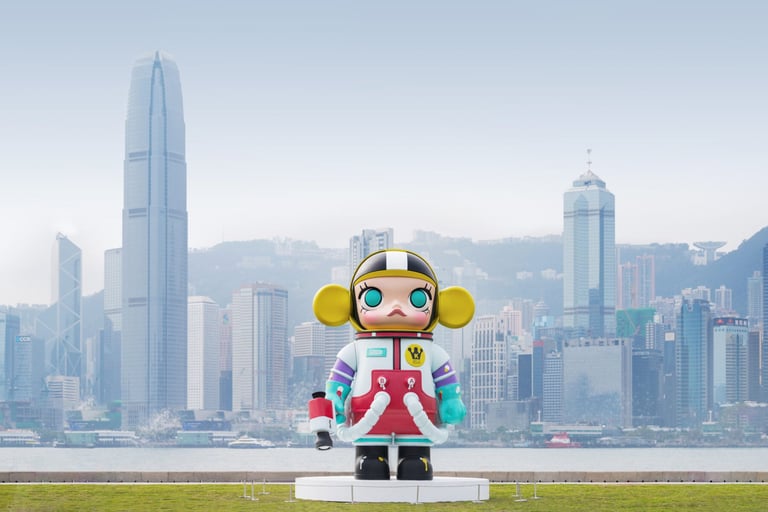 6m SPACE MOLLY Fiberglass Sculpture for MOLLY 20th Anniversary Art Park Display in Hong Kong by DEFARA