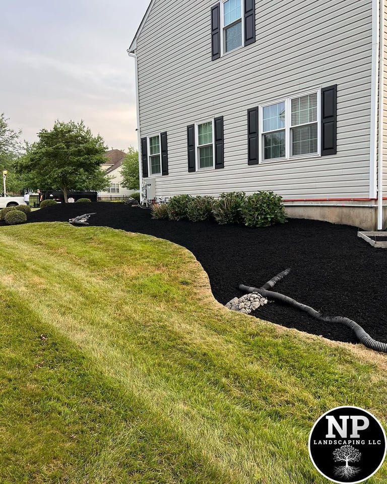 excellent landscaping and hardscaping of grass, stones and trees by NP Landscaping