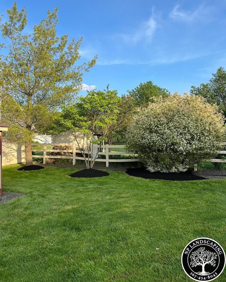 excellent landscaping and hardscaping of grass, stones and trees by NP Landscaping