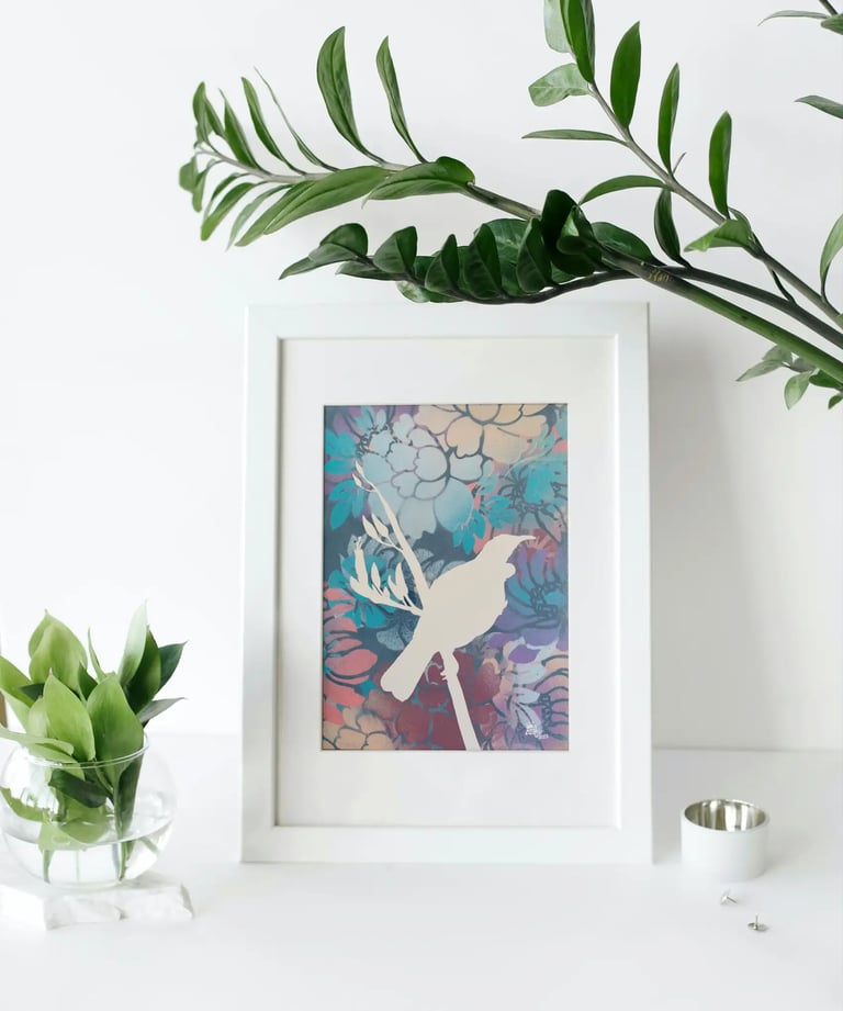 Framed image of Tui Spray art