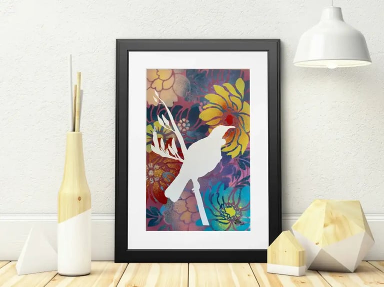 Framed image of Tui Spray art
