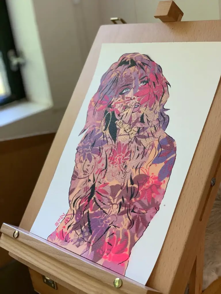 Efin art on display stand