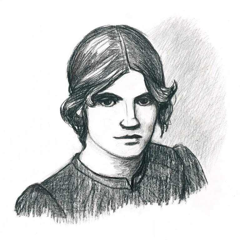 Esquisse en noir er blanc réalisée par Sarah MERCIER représentant un portrait de Suzanne Valadon