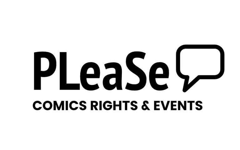 PLeaSe Comics Rights and Events logo