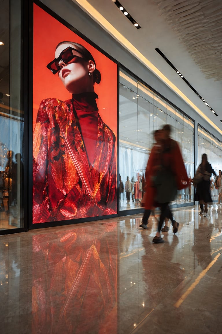 Glass transparent LED display panel window advertising Qatar JBL best digital marketing agency