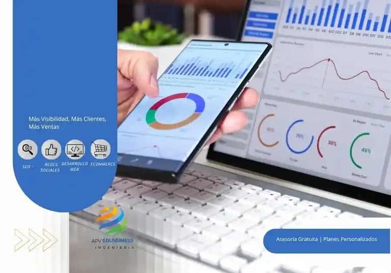 Servicios de agencia de marketing digital con estrategias de SEO, redes sociales y análisis de resul