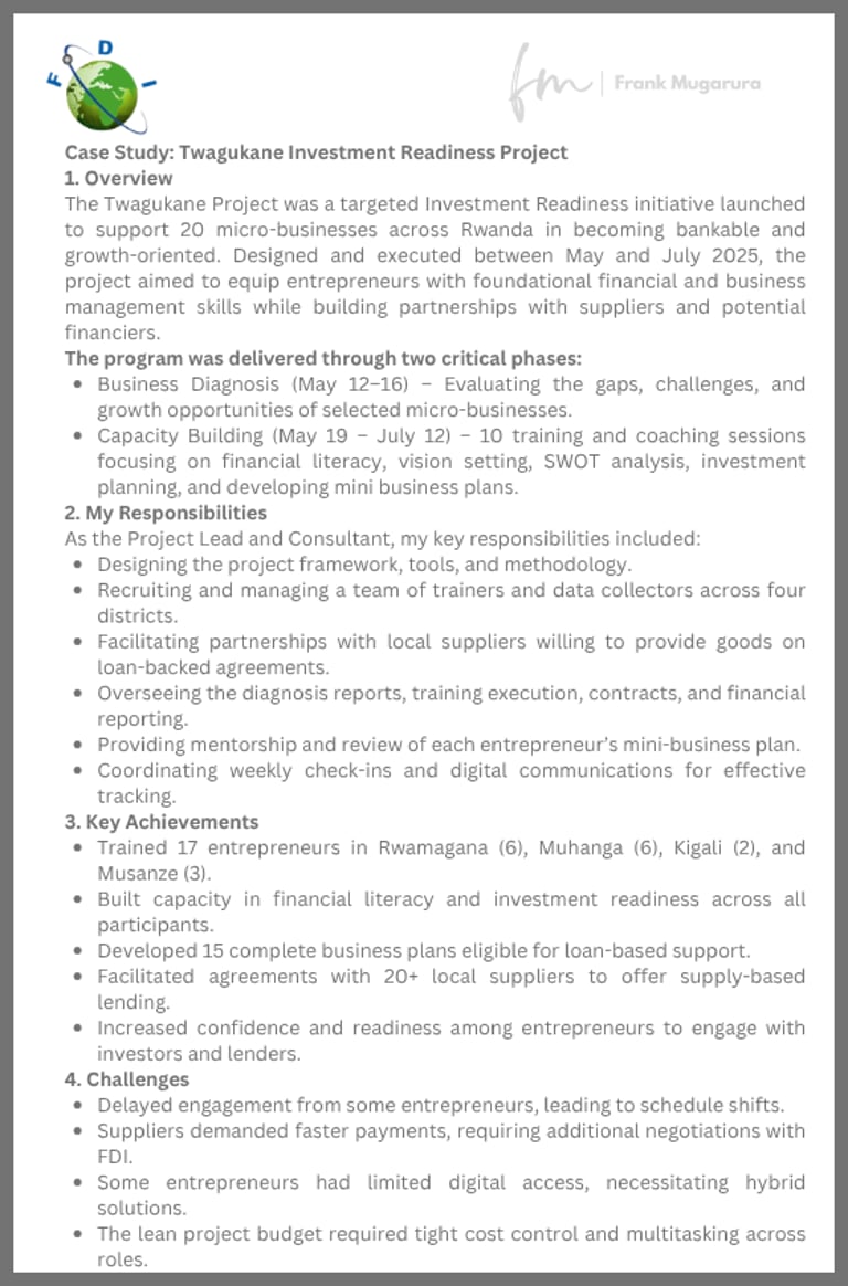 Investment readiness case study