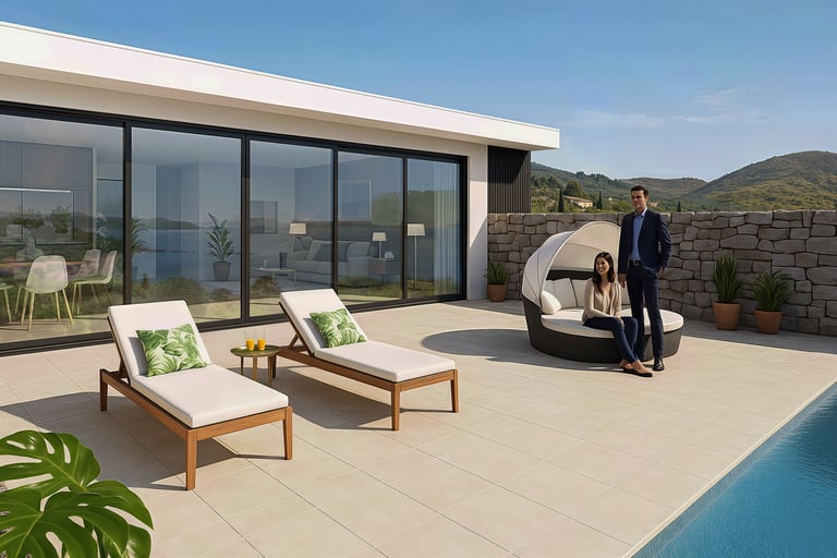 Une perspective 3D d'une villa de luxe à vendre au lavandou