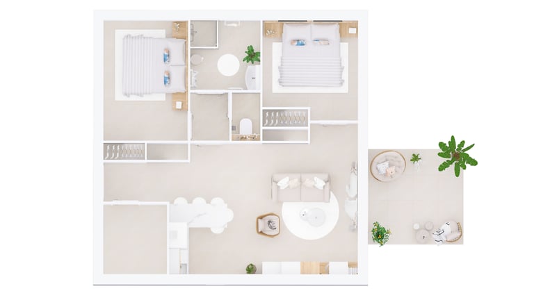 Plan 2D d'ambiance en immobilier