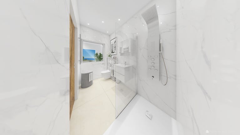 Salle de bain - carrelage grand format, décorateur intérieur Toulon.