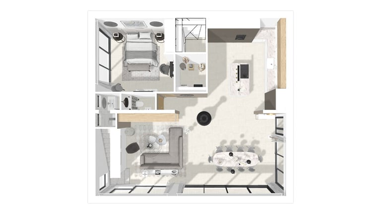 Plan d'étage 3D précis - Distribution des espaces par un décorateur à Toulon