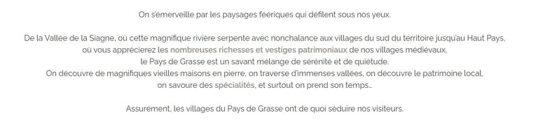Extrait descriptif touristique Grasse Provence (Image texte)