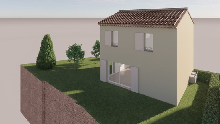 Maquette 3D extérieure des villas sous angle nord - Projet neuf Var (83)
