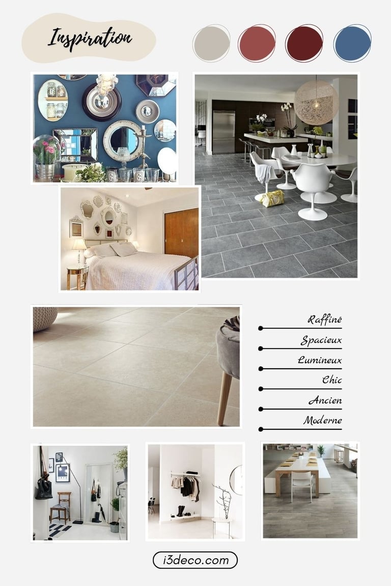 Planches d'inspiration pour décoration moderne d'un duplex à Toulon, tons chauds, matériaux nobles, finition brillante.