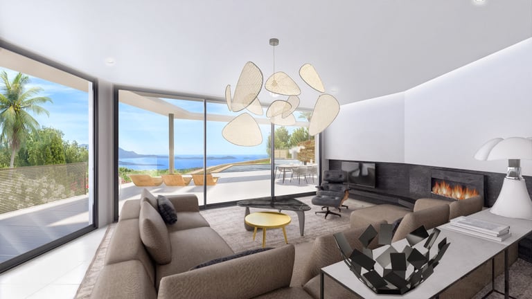 Une vue 3D interieur et exterieur avec terrasse