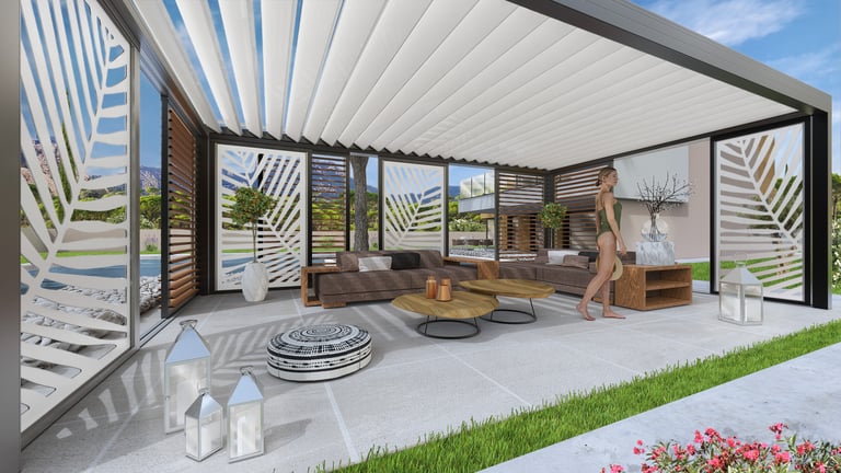 L'image 3D d'une pergola moderne et contemporaine