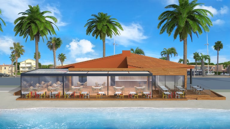 Une perspective en 3D de restaurant