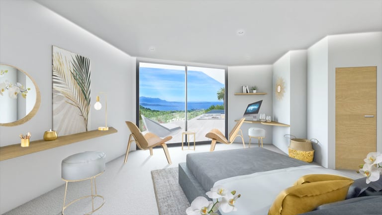 Une perspective 3D panoramique dans les chambres
