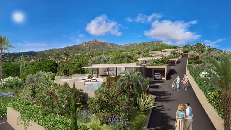 Un domaine immobilier de luxe, perspective 3D commerciale du projet