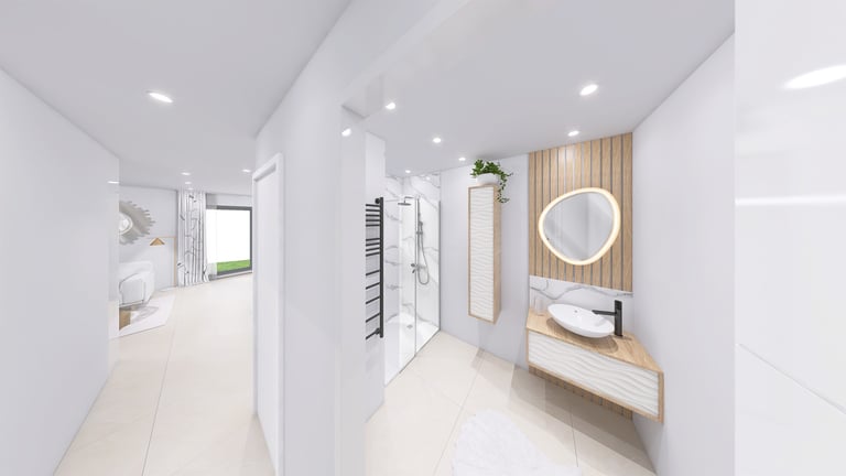 Salle de bains moderne en 3D : Service infographiste 3D Toulon (83)