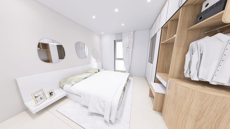Chambre parentale, image 3d avec son dressing