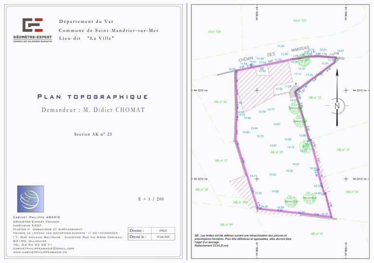 Plan topographique  d’une villa moderne – Projet immobilier PACA