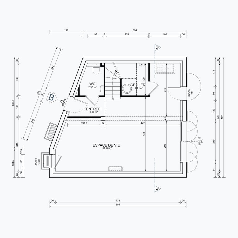 Plan 2D d’une villa VEFA à Saint-Mandrier, Var – Infographiste 3D Toulon