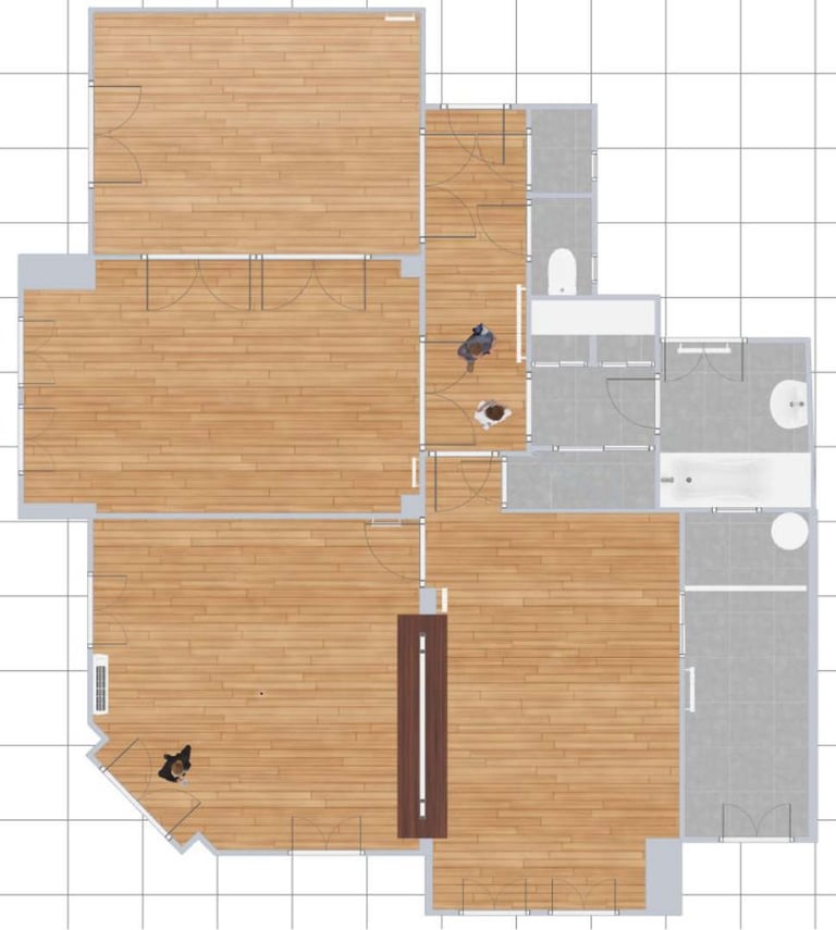 Plan 2D avant travaux d’un appartement transformé en cabinet de psychologie à Toulon.