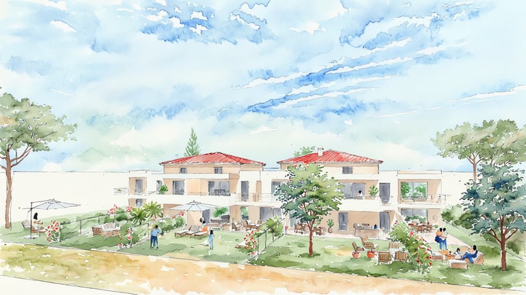 Dessin aquarelle du terrain avant projet Grasse - Expertise infographiste 3D Toulon.