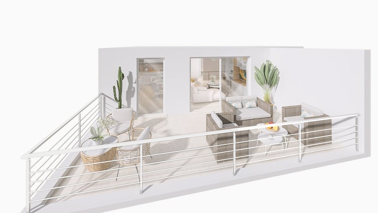Plan 3D aménagement intérieur type T4 Grasse - Prestation infographiste 3D Var.