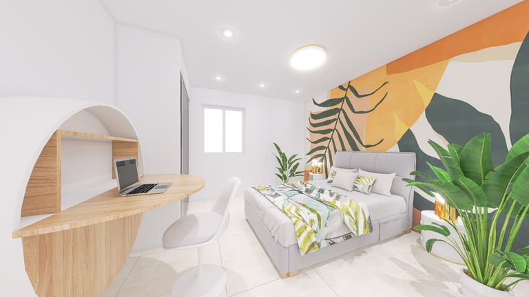 Visualisation 3D chambre avec placard intégré Grasse.