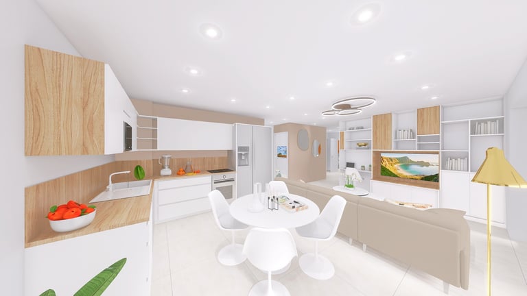 Plan 3D détaillé cuisine équipée VEFA Grasse - Infographiste 3D Toulon service.