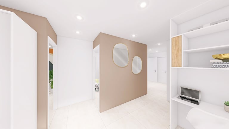 Infographie 3D aménagement intérieur appartement Grasse.