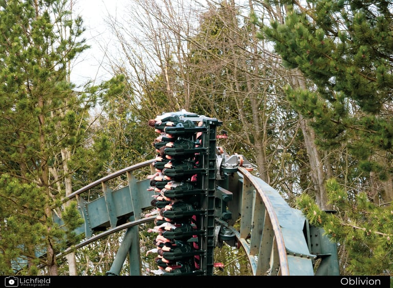 Oblivion Roller Coaster on side track 