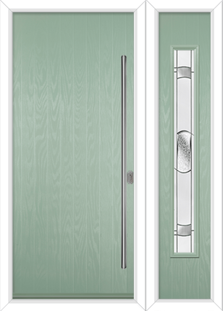 chartwell green front door with a composite side panel for light 