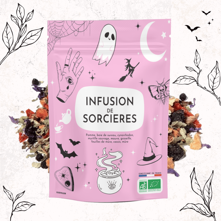 tea thé infusion sorcière gothique spooky witchcraft bloodybloom