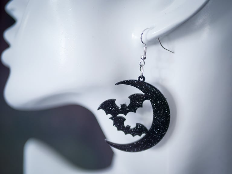 boucles d'oreilles chauve-souris vampire Halloween style gothique spooky bloodybloom